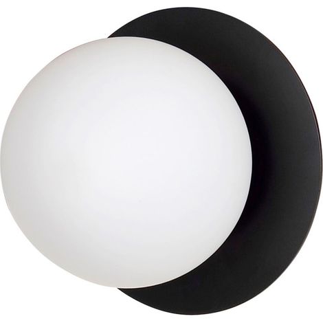 Lampada a Parete Minerva, Acciaio verniciato a polvere, Vetro, Nero, Bianco, 15x15x15 cm