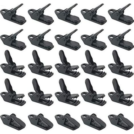 Tente Clips, coupe-vent pour auvent Colliers de serrage Plastique Vent Corde auvents Clip Tente de camping fixe pour extérieur,Lot de 25 Noir (1/5)