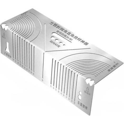 Regla angular plegable de acero cuadrada de 90 grados, regla angular, herramienta de dibujo, regla de dibujo de arco grande de 20-80 grados (1/5)