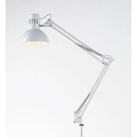 Perenz lampada da tavolo snodabile con morsetto 60w attacco e27 colore bianco 4025b (1/3)