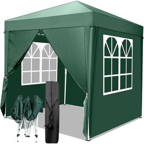 Faltpavillon 2x2m grün, wasserdicht, UV-Schutz 50+, höhenverstellbar, mit 4 Seitenteilen (1/5)