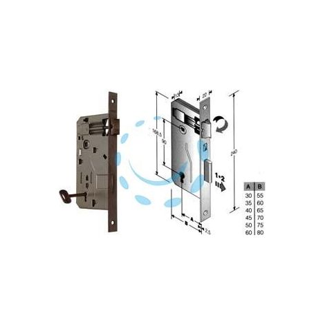 SERRATURA A BUSSOLA PATENT RIDOTTA DA INFILARE BORDO QUADRO BRONZATO - mm.30 (48040030+C)
