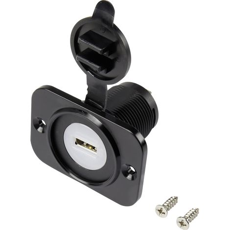 USB-Einbaubuchse mit Staubschutzkappe Buchse, Einbau vertikal  1-fach, Front rechteckig 43.1 x 60 mm