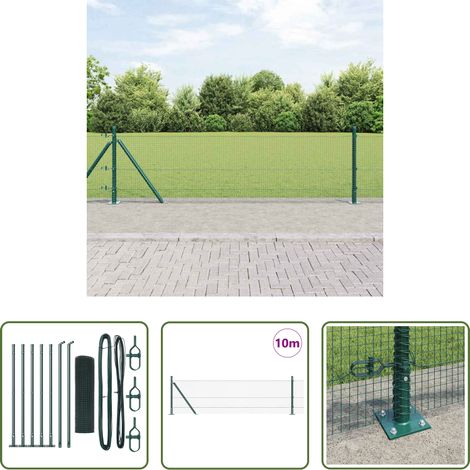 vidaXL Clôture moderne - Poteau de clôture. Vert 10 x 0,5 m (maille 16 x 16 mm) Acier (1/5)