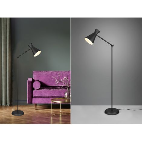 LED Stehleuchte Gelenk & Fußschalter Metallschirm in Schwarz - Höhe 150cm (1/5)