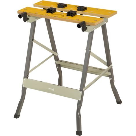 4-in-1 Work Bench, Folding Clamp Table w/ 4 Adjustable Clamping Pegs for DIY Home Garage, Grey (1/5)