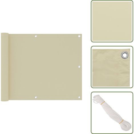 Paravento per balcone protezione privacy paravento 75 x 500 cm tessuto oxford crema 020010145