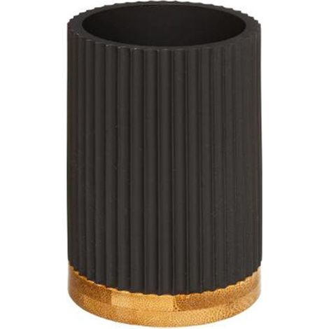 Porte brosse à dent en pierre à relief linéaire - Noir - SILUMEN (1/4)