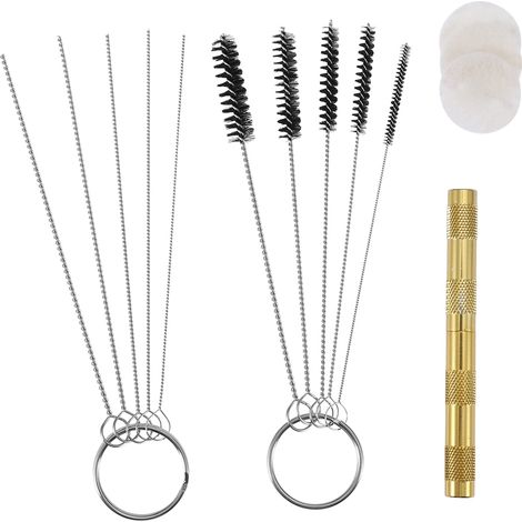 Set de nettoyage airbrush avec pot réceptacle pour peinture, 11 outils nettoyage (brosses et aiguilles), pot haute qualité, aiguilles précises et brosses nylon, taille adaptée pour spray gun (1/5)