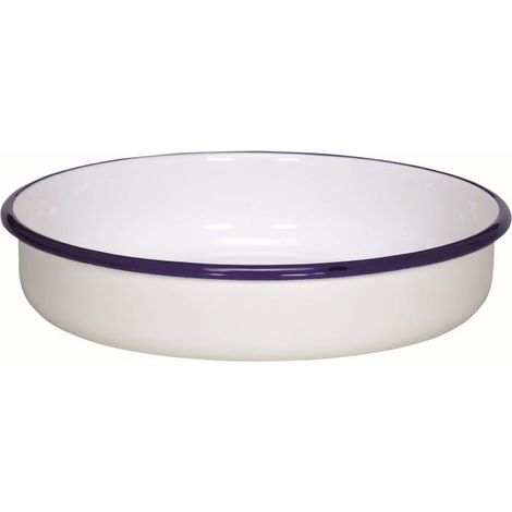 Krüger 'Karl 442 F/24/B Guscio Rotondo Pollici Husum Diametro 24 cm Guscio Rotondo, Acciaio, Bianco con Bordo Blu, 24 x 5, cm