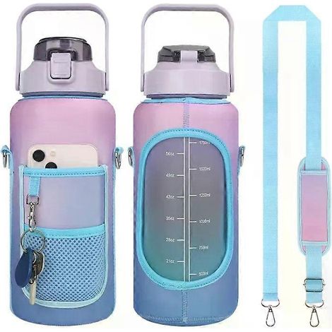 Housse pour bouteille d'eau à dégradé de couleurs - 2 L avec sangle, violet dégradé (1/2)