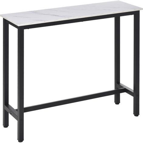 Bartisch in Marmoroptik 120 x 40 x 100 cm mit verstellbaren Füßen, Weiß/Schwarz (1/5)