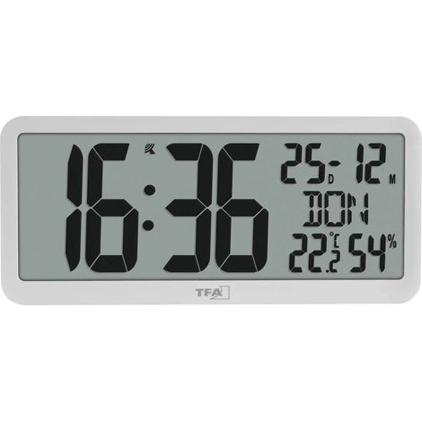 [NEUWERTIG] B-Ware Tfa Dostmann Wanduhr Uhr Funkuhr Digital Weiß Großes Display Innentemperatur