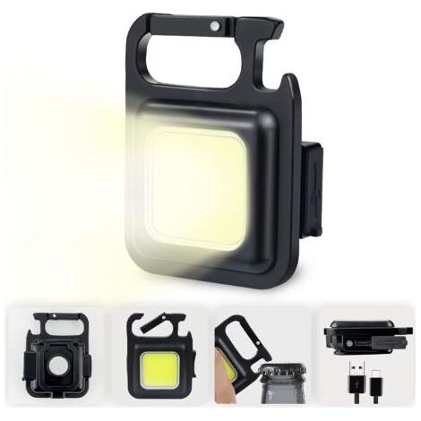 Mini lampe de travail LED, rechargeable, lampe torche magnétique portable ultra-lumineuse de 800 lumens, petite lampe torche porte-clés étanche pour les réparations en camping, lampe de secours [Class (1/4)
