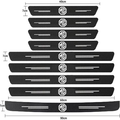 (9 pièces pour MG) Protections de seuil de porte de voiture,motif fibre de carbone,autocollants pour MG MGGT MGRX5 MGRX8 MGHS MGZS MGZX MG3 MG5 MG6 (1/3)