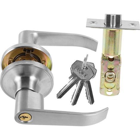Serrure de porte sphérique en aluminium argenté, design ergonomique (1/5)