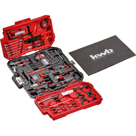 Mallette à outils 125 pièces – 370630 – Boite de rangement compacte – Outils pour bois dur et métal – Poignée rabattable pour transport facile – KWB (1/4)