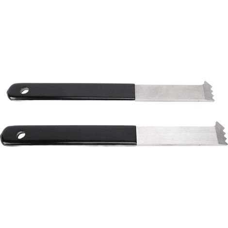 Lot de 2 tire-pavés en acier galvanisé avec grattoir articulé micro-dents et rainures de préhension, outil d'extraction pour démoisement pavés briques jardin (1/5)