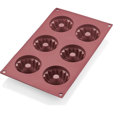 Moule à kouglof 6 empreintes Ø 6,5 cm 30 x 17,5 cm silicone BAKEFLEX - Was Germany