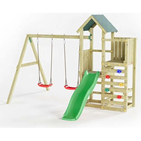 Parco Giochi Bimbi da Giardino in Legno Altalena Scivolo Picnic Tavolo (1/5)