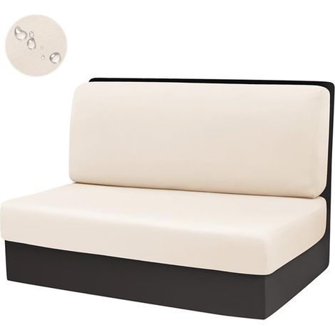 Lot de 2 Housse De Coussin De Siège De Caravane, 1 Lot Jacquard Housse Siege Camping Car élastiques, Housses De Canapé pour Dinette De Camping, Beige (1/5)