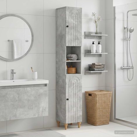vidaXL Armadio da Bagno con Ripiano Aperto ALKMAAR Grigio Cemento