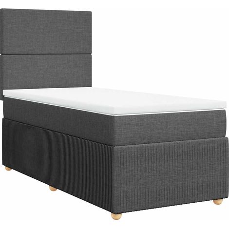 Maison Exclusive - Cama box spring con colchón tela gris oscuro 1 (1/5)