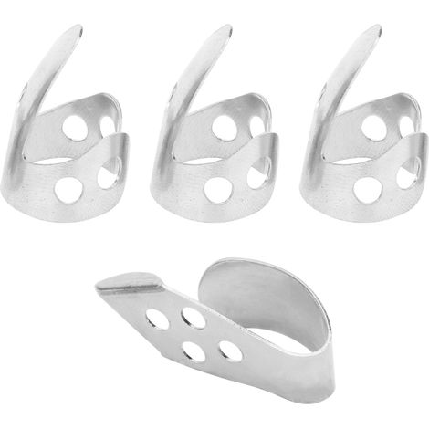 Pointeurs métalliques pour guitare, 3 pour index et 1 pour pouce, accessoires instruments de musique (argent) (1/5)