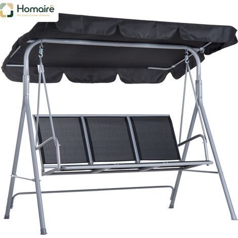 HOMAIRE Hollywoodschaukel 3-Sitzer élégante Gartenschaukel avec toit cadre métallique Gris Argent pour jardin terrasse