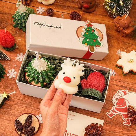 Bougies parfumées de Noël en forme de sapin et de renne, bougies artisanales décoratives, coffret cadeau festif, décoration de Noël pour maison, table et fête (1/5)