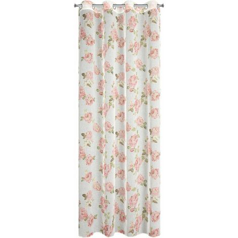 Rideau Mela 140x250 cm fleurs roses (1/5)