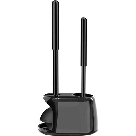 BelleRise - Ensemble brosse WC et ventouse, ventouse semi-dissimulée, brosse WC et support robustes, nettoyage en profondeur – Noir (1/5)