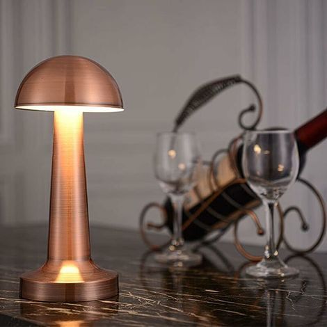 LED Bar Table Lamp, USB Rechargeable Wireless Touch Control Dimmable Desk Lamp, for Hotel Restaurant Reading Bedside Cafe Shop Night Lights, Bronze (1/4)