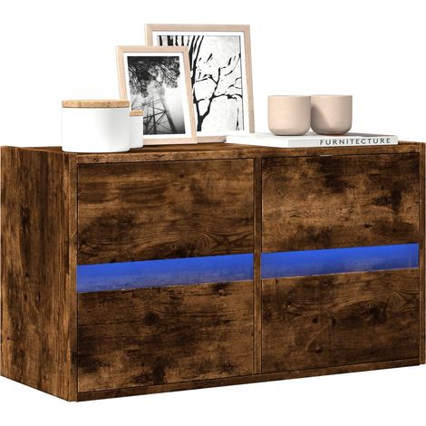TV-Wandschrank mit LED-Beleuchtung Räuchereiche 80x31x45 cm