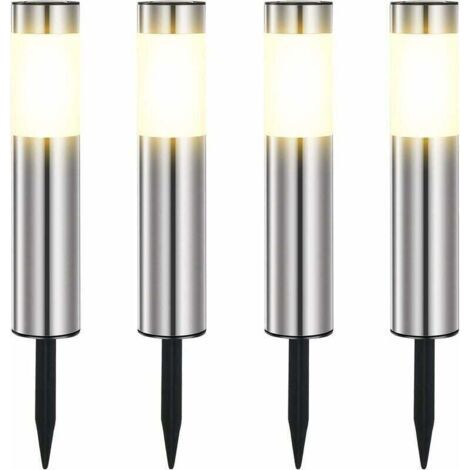 Solar Lights Outdoor, Stainless Steel Solar Outdoor Garden LED Lights Waterproof IP65 for Patio, Lawn, Garden Yard Paths and Trails Warm White (4 Pieces) (1/2)
