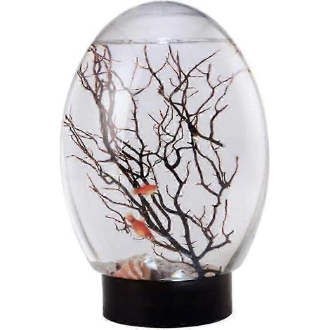 Mini aquarium de table avec éclairage LED et base rotative, adapté aux petits poissons et aux plantes aquatiques.-AquaForge
