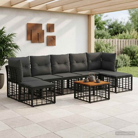 vidaXL Ensemble de canapés d'extérieur 8 pcs Noir et Gris foncé (1/5)