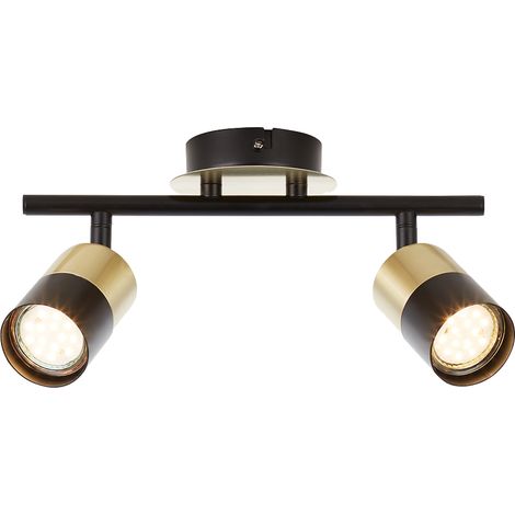 BRILLIANT lampe Maribel spot tube laiton brossé / noir 2x PAR51, GU10, 5W, adapté aux lampes à réflecteur (non incluses) Échelle A ++ à E Têtes pivotantes (1/5)