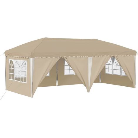 Tente de Réception Pliable 575x288x245cm Crème - Chapiteau Événement Jardin-x (1/5)