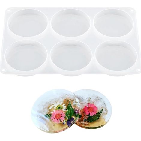 Moule bougie chauffe-plat -6 moules à dessous de verre Holen - 33 x 22 x 2 cm - pour la préservation des fleurs, l'art en résine - 1 pièce (1/5)