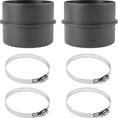 2 x 60 mm Stainless Steel Pipe Ventilation Tube with 4 Clamps (1/5)