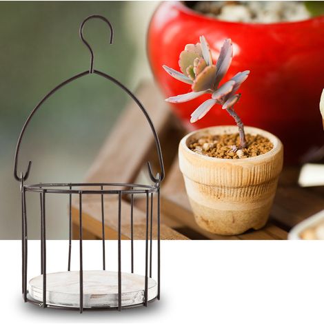 Étagère à fleurs suspendue de style nordique en fer forgé et bois, panier de rangement pour plantes succulentes, panier suspendu pour présenter les fleurs (1/5)