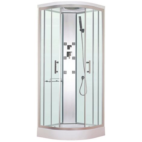 ONDEE ZEN - Cabine de douche hydromassante MERIDA - Porte coulissante - quart de cercle 80cm