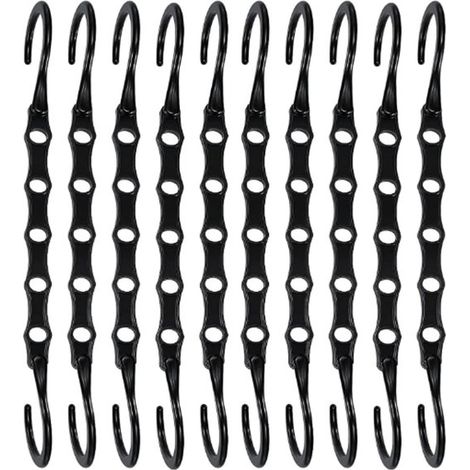 Lot de 10 Crochet de cintre - Connecteurs de cintre - Cintres - Noir - Vêtements pour femmes et hommes - Pendentifs Magic gain de place pour Vêtements - Organiseur de cintres compact pour une utilisat (1/5)