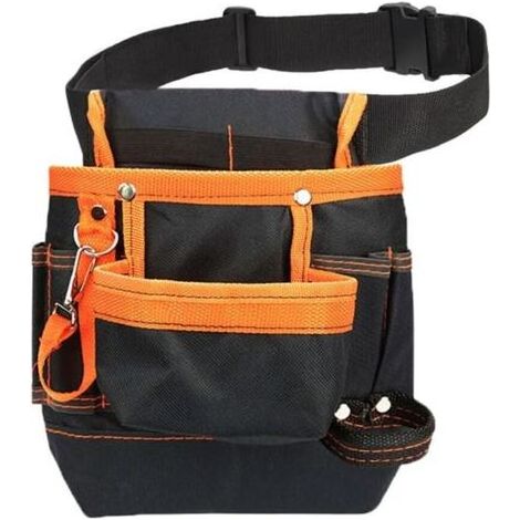 Pochette utilitaire à outils avec clip ceinture, 8 poches orange pour électricien, charpentier, technicien bâtiment et jardinier, sac ceinture pour outils de quincaillerie (1/5)