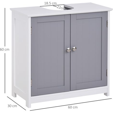 Meuble de salle de bain réglable avec étagère, meuble de salle de bain en forme de U, meuble de salle de bain moderne et peu encombrant, compatible avec les meubles de salle de bain avec ou sans base, (1/5)
