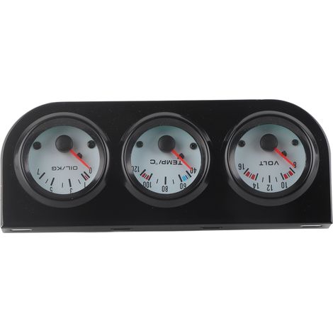 Kit 3 Jauges Auto Universel Manomètre Pression Huile + Température Eau + Voltmètre 52mm Compteur (1/5)
