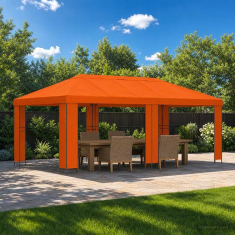 vidaXL Garden Gazebo 6 x 3 m Orange Polyester and Steel 190 gsm (1/5)