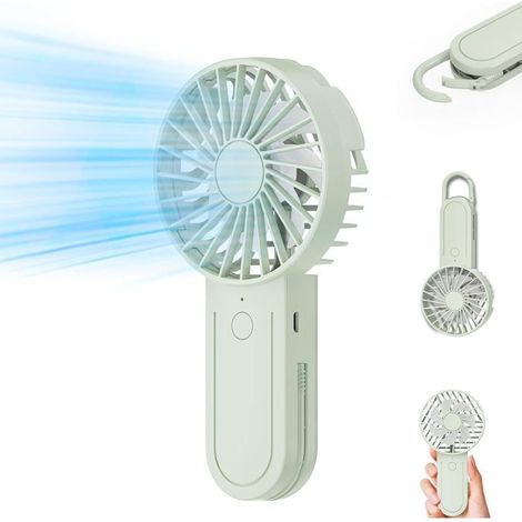 Mini ventilateur à main, petit ventilateur de poche avec crochet télescopique, 3 vitesses (1/5)