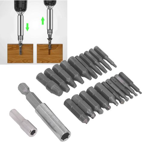 Kit de 22 extracteurs de vis cassées, outillage en acier rapide pour filetage inversé, extracteur de vis cassées (1/5)